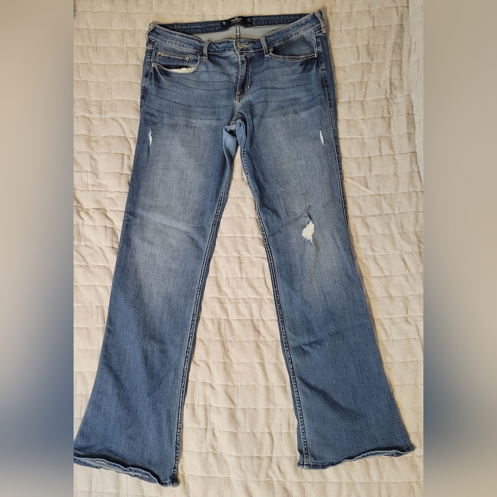 Hollister Women's Distressed Flare Jeans - Blue